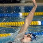 Nick Tyrrell on his way to winning the 200m backstroke final at the Otago swim champs at Moana...