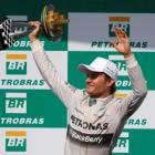 Nico Rosberg celebrates his win in the Brazilian Grand Prix in Sao Paulo. REUTERS/Paulo Whitaker