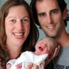 Nikki Meissel and Dan Cotter with their new, as yet un-named baby, the second born in New Zealand...