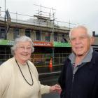 Norma and Cyril Brocklebank outside their South Dunedin building. Photo by Craig Baxter.