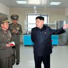 North Korean leader Kim Jong-un (R) visits the Turf Institute of the Bioengineering Branch under...