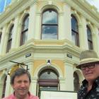 North Otago Club president Peter Garvan (left) and architect Ian Butcher show the original sketch...