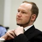 Norwegian mass-murderer Anders Behring Breivik in the Oslo Court where his trial was conducted....