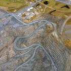 Oceana Gold's open cast Frasers pit, showing the Frasers underground tunnel portal (centre of...
