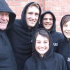 Modelling their hooded jackets are (from left) Derek Beveridge, Mike Plant, Jeremy Holding, Jess...