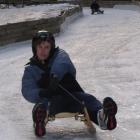 Oliver King (14), of Dunedin, takes a corner on the luge track at Naseby yesterday. Photo by...