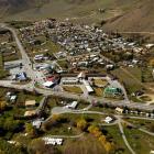 Omarama, looking southeast. State Highway 8 is in the foreground and SH 83 enters from the top of...