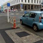 One of four ''tree pits'' in Bond St, Dunedin, that was filled in this week because it was too...