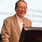 One of Japan's richest men, Soichiro Fukutake, speaks to about 150 people at a National Centre...