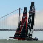 Oracle have reduced the deficit to 8-6 after beating Team NZ in today's only race. Photo Reuters