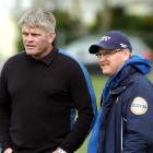 Otago coach Steve Martin (right) talks with selector David Latta at team training at Bathgate...