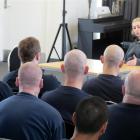 Otago Corrections Facility prisoners and staff watch the play Verbatim yesterday. Photo supplied.
