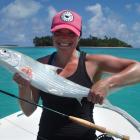 Otago Daily Times reporter Rosie Manins is stoked to land a 3.4kg bonefish on the fly in Aitutaki...