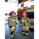 Jake McGinnis (left) and Harry Ryan (both aged 2), of Alexandra, kitted out in firemen's gear,...