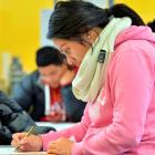 Otago Girls' High School pupil Kalala Elisara creates a design for screen printing during the...