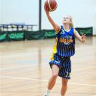 Otago Goldrush forward Casey Lockwood makes a lay-up at the Edgar Centre yesterday. Photo by...