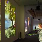 Otago Museum director Dr Ian Griffin uses the ‘‘laser gesture control system’’ in the museum’s...