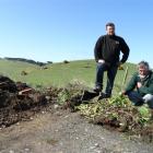 Otago Peninsula Community Board deputy chairman Paul Pope (left) and resident David Lyttle look...
