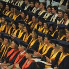Otago Polytechnic graduates reflect on their success, during a capping ceremony at the Dunedin...
