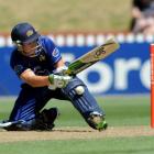 Otago's Derek de Boorder attempts to scoop the ball against Wellington in the HRV Cup twenty/20...