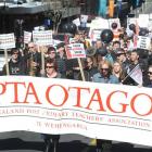 Otago Secondary School Teachers march from the Exchange to the Octagon who reject the Governments...