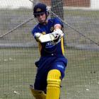 Otago top order batsman Shaun Haig gets in some slogging practice ahead of the twenty/20 match to...