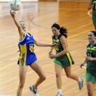Otago wing attack Camilla Lees gets her fingertips to the ball during a national championship...