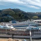 Pacific Sky (front) at Port Chalmers in 2005. Photo from ODT files.