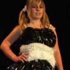 Paige Pomeroy models  Sarah Michie's Black Jack Frost, made from rubbish bags and frost cloth....