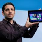 Panos Panay, the general manager of the team behind the Microsoft Surface holds up the new...