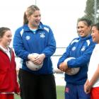 Passing on tips to Macandrew Intermediate pupils, 12-year-old Christina Ashton (left) and...