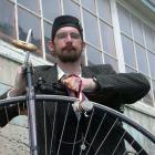 Penny-farthing rider Noel Andrew. Photo by David Bruce.