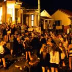 People party on Hyde St, Dunedin, on Saturday night. Photo by Peter McIntosh.