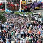 People take over Dunedin's George St following the Santa Parade yesterday, which featured (top,...
