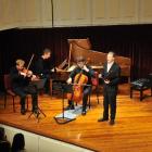 Performing Robert Burns' Ae Fond Kiss at the University of Otago last night are (from left) Tim...