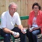 Petanque Taieri president Richard Hambleton and committee member Fay Tikey sitting in a salvaged...