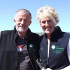 Peter and Helen Gilder during a stop on a field day to view a new 90-day effluent storage pond....