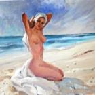 Peter McIntyre's Nude on the Beach from the late 1940s, oil on board.  It is for sale today at...