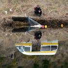 Peter Wild (60) waits for whitebait in the Taieri River at Henley on Saturday. Photo by Gerard O...