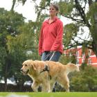Petronella Spicer and her guide dog Fletcher, in Dunedin yesterday. The pair  are prepared for...