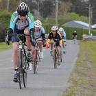 Phoebe Swale (Columba College) leads the junior girls teams event at the annual Otago secondary...