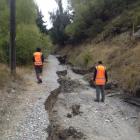 Council staff inspecting a section of the Glenda Dr trail in March after heavy rain. Photos supplied