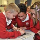 Pictured from left Kaikorai Valley College pupils Mikey Cooper(12), Caleb Vuli (12) and Smara...