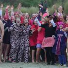 The crowd prepares to take the plunge.