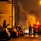 Police and  Fire Service personnel attend a fire at a large party in Hyde St on Saturday night,...