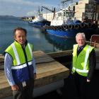 Port Otago chief executive Geoff Plunket, left, and chief pilot Capt Hugh Marshall, with the tugs...