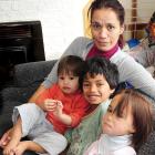 Solo parent Vanessa Biddle looks after her children (from left) Jacob (7), Eternal (5) and...