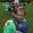 Preparing for a hobby horse race at Centrewood Estate are (front) Ben Dyson (6) and (back) Jack...