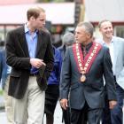 Price William, left with the Grey District Mayor Tony Kokshoorn on his arrival at Shanty Town to...