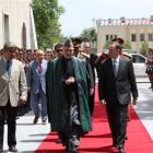 Prime Minister John Key and Afghan President Hamid Karzai walk the red carpet in Kabul on...